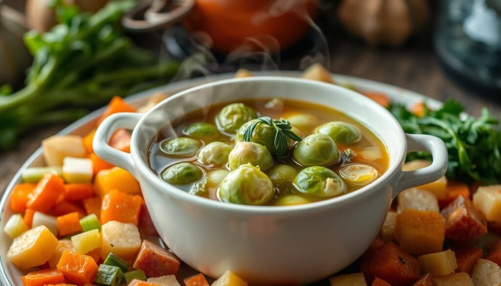 brussel sprouts in vegetable soup