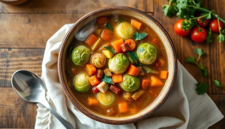 brussel sprouts in vegetable soup