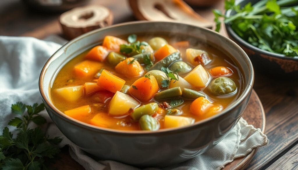 brussels sprouts in a vegetable soup