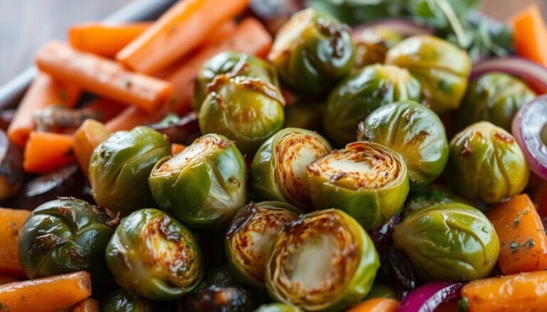 roasted brussel sprouts and vegetables